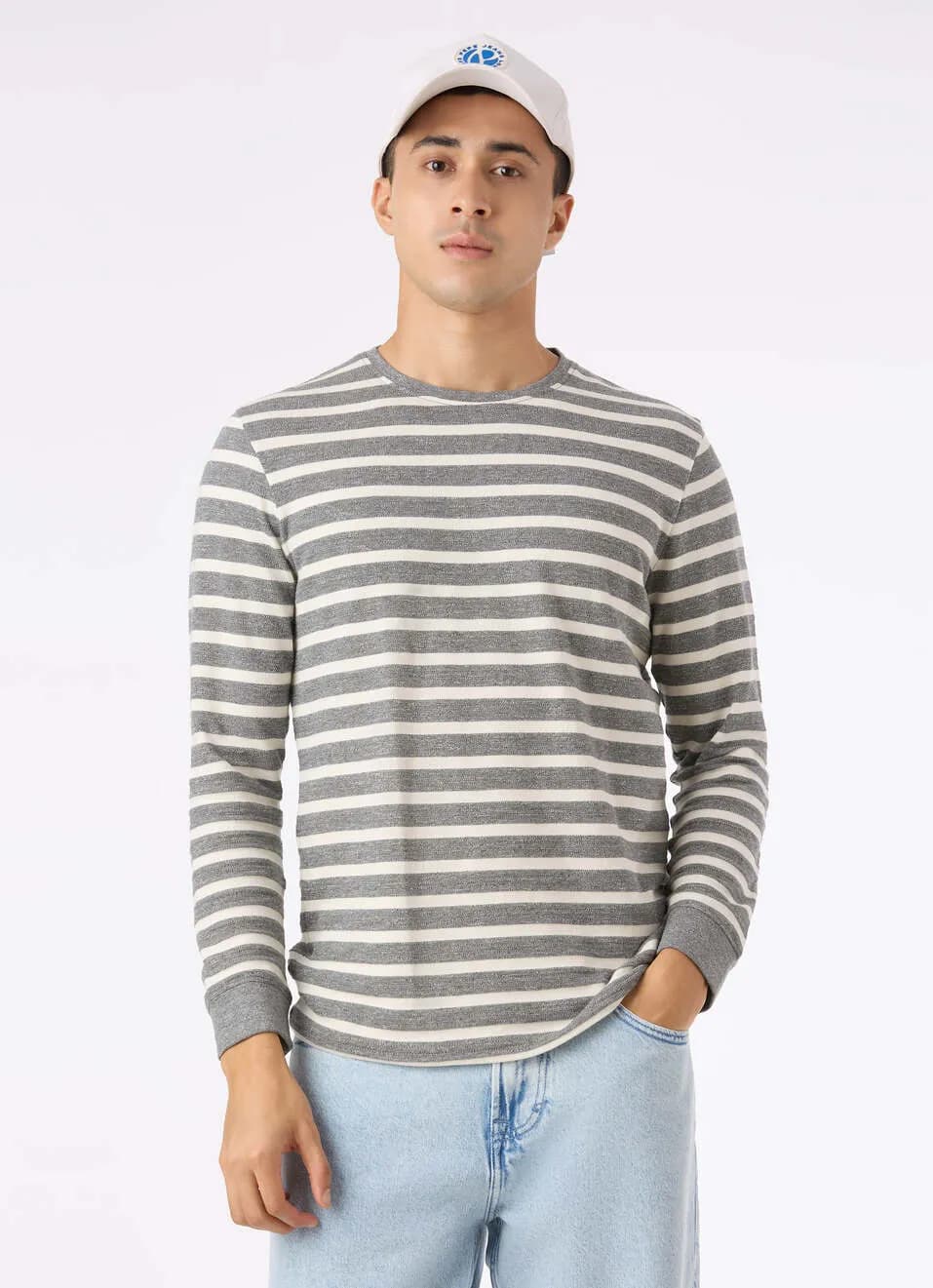 Slim Fit Ribbed Full Sleeve T-Shirt