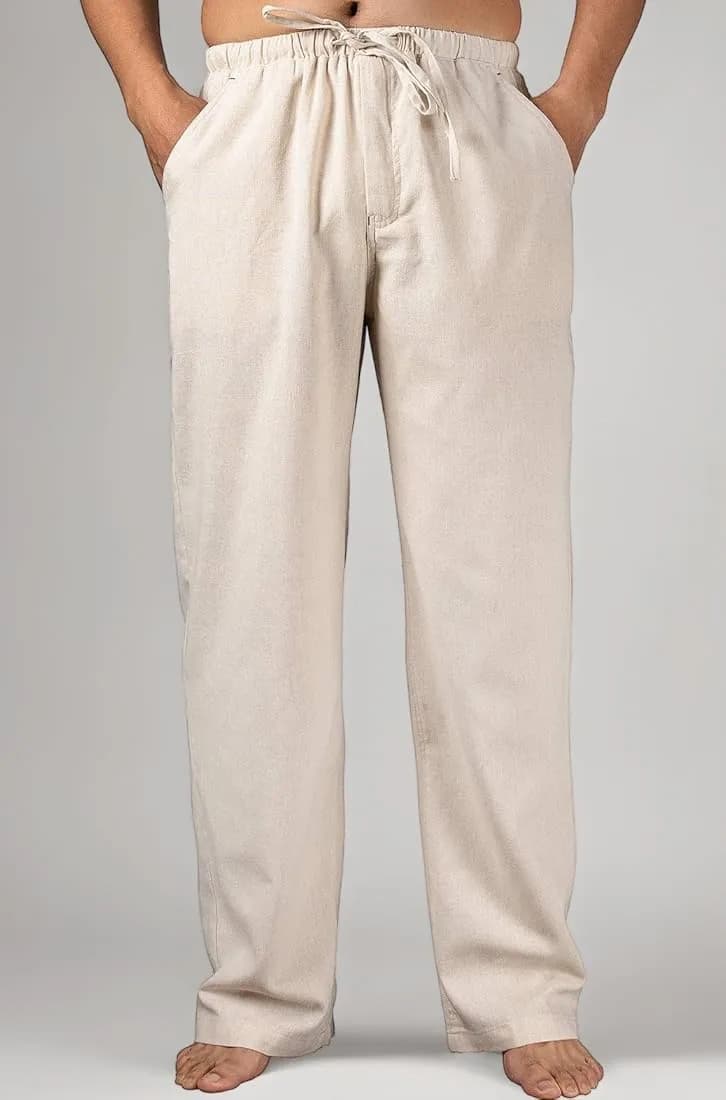 Relaxed Fit Drawstring Linen Pants